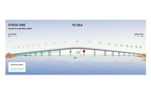 Image of the bridge to sea showing vessel navigation in Span 10 from 6th of May 2024 until mid-June 2024