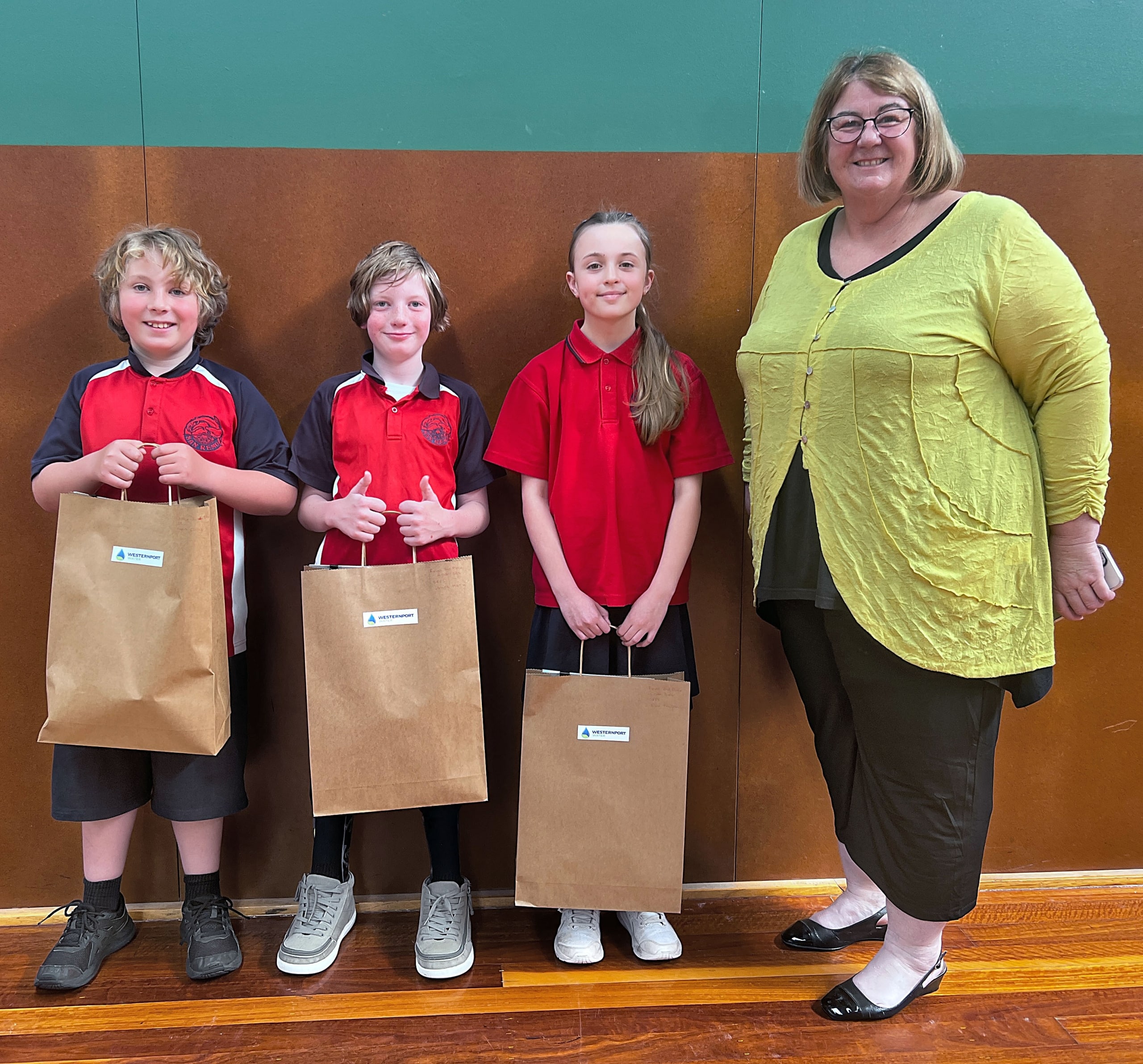 San Remo Primary School students received prizes for their winning posters in the National Water Week Poster Competititon