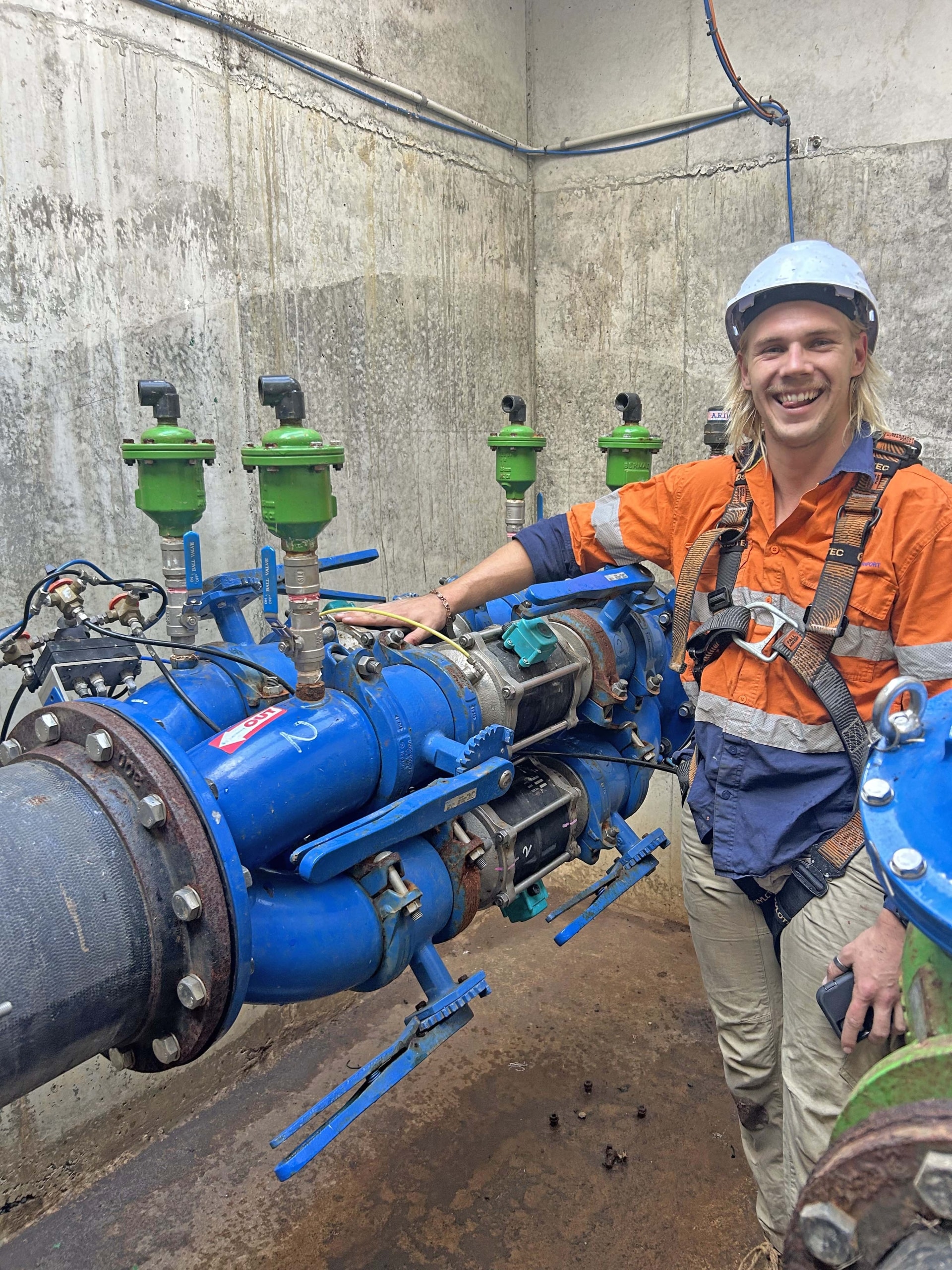 A Westernport Water staff member upgrading the Pressure Reducing Valve (PRV)